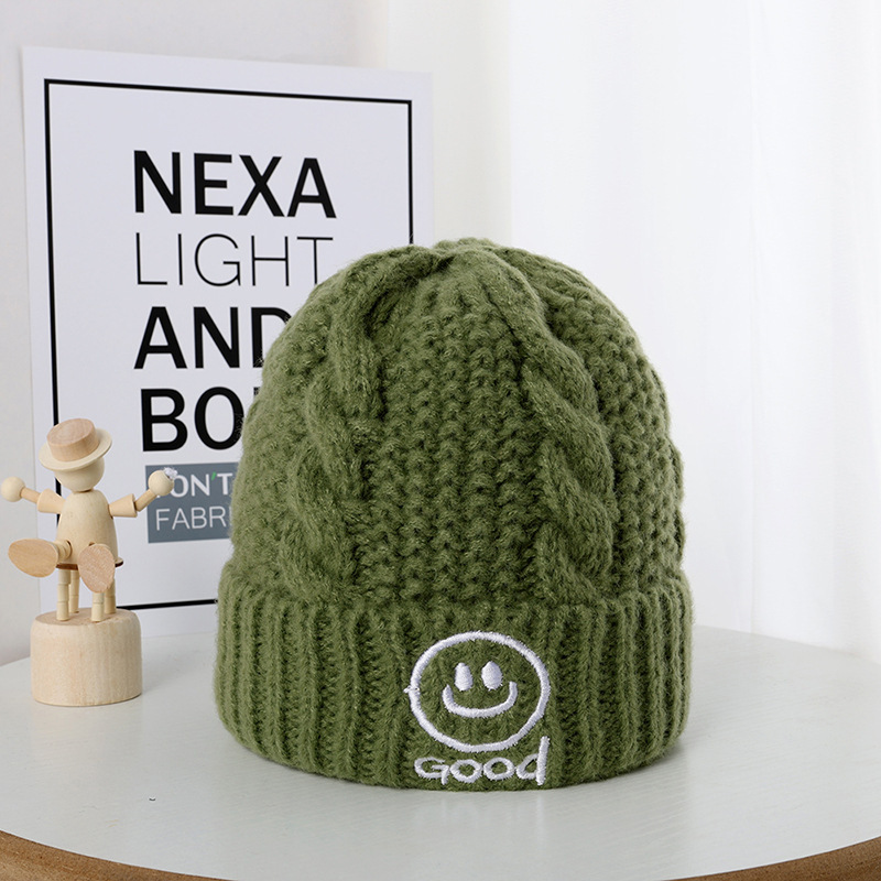 Baby Smiley Solid Color Warm Wool Hat