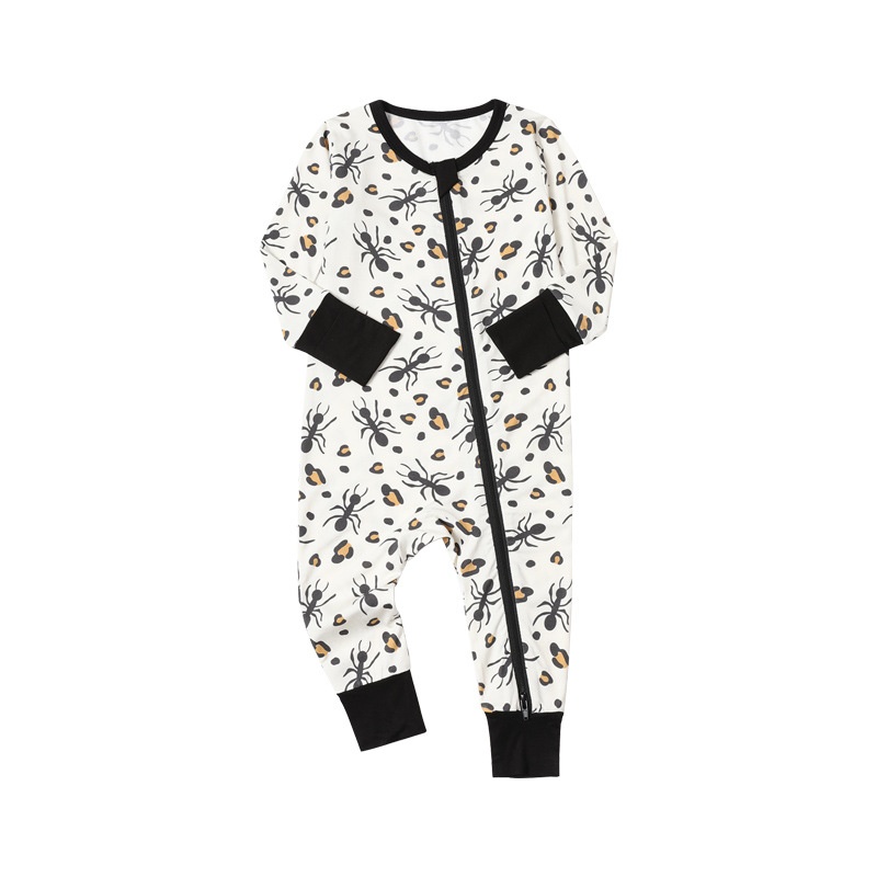 Baby Double Zipper Ant Print Romper 
