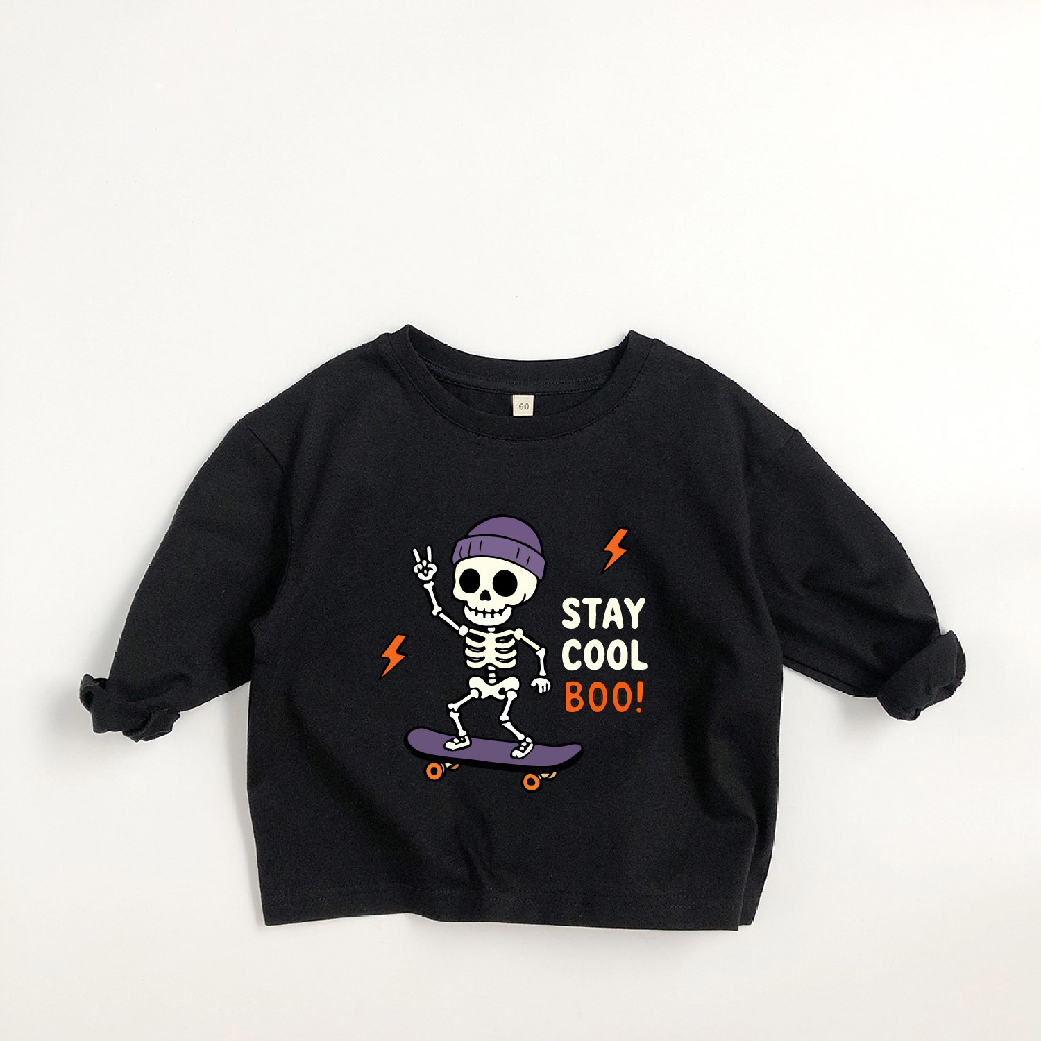 STAY COOL BOO Kids Skateboard Skull Long-Sleeve T-shirt