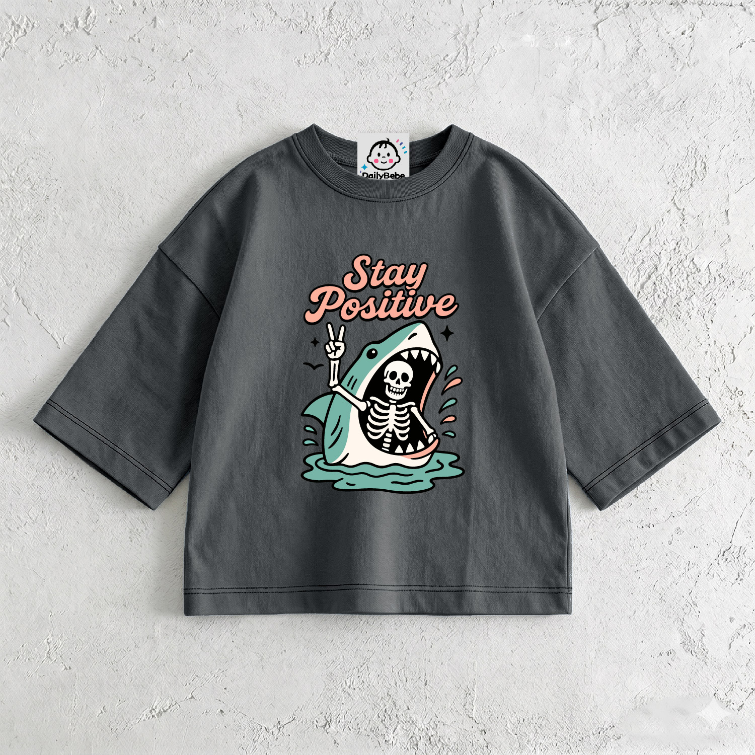 STAY POSITIVE Baby & Kids Shark Skull T-Shirt (6M-12Y)