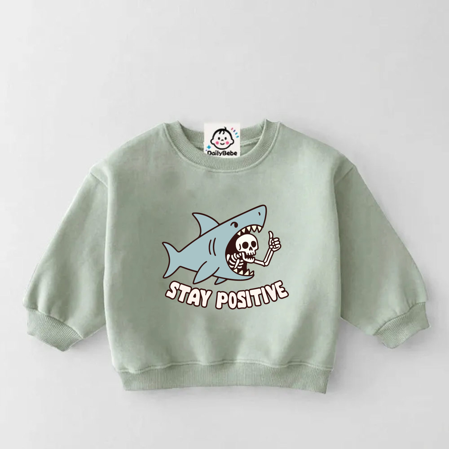 STAY POSITIVE Baby Toddler Shark Skull Sweatshirt