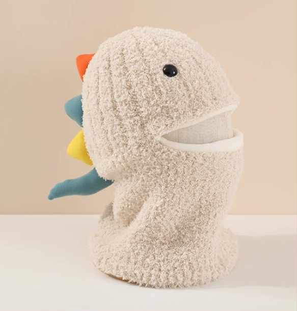 Baby Cute Dinosaur Balaclava Hat, Earflap Hat & Scarf 2 in 1 Windproof Toddler Beanie