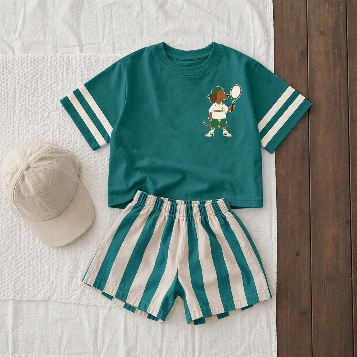 Baby & Kids Baseball Dog Tee and Shorts Sets