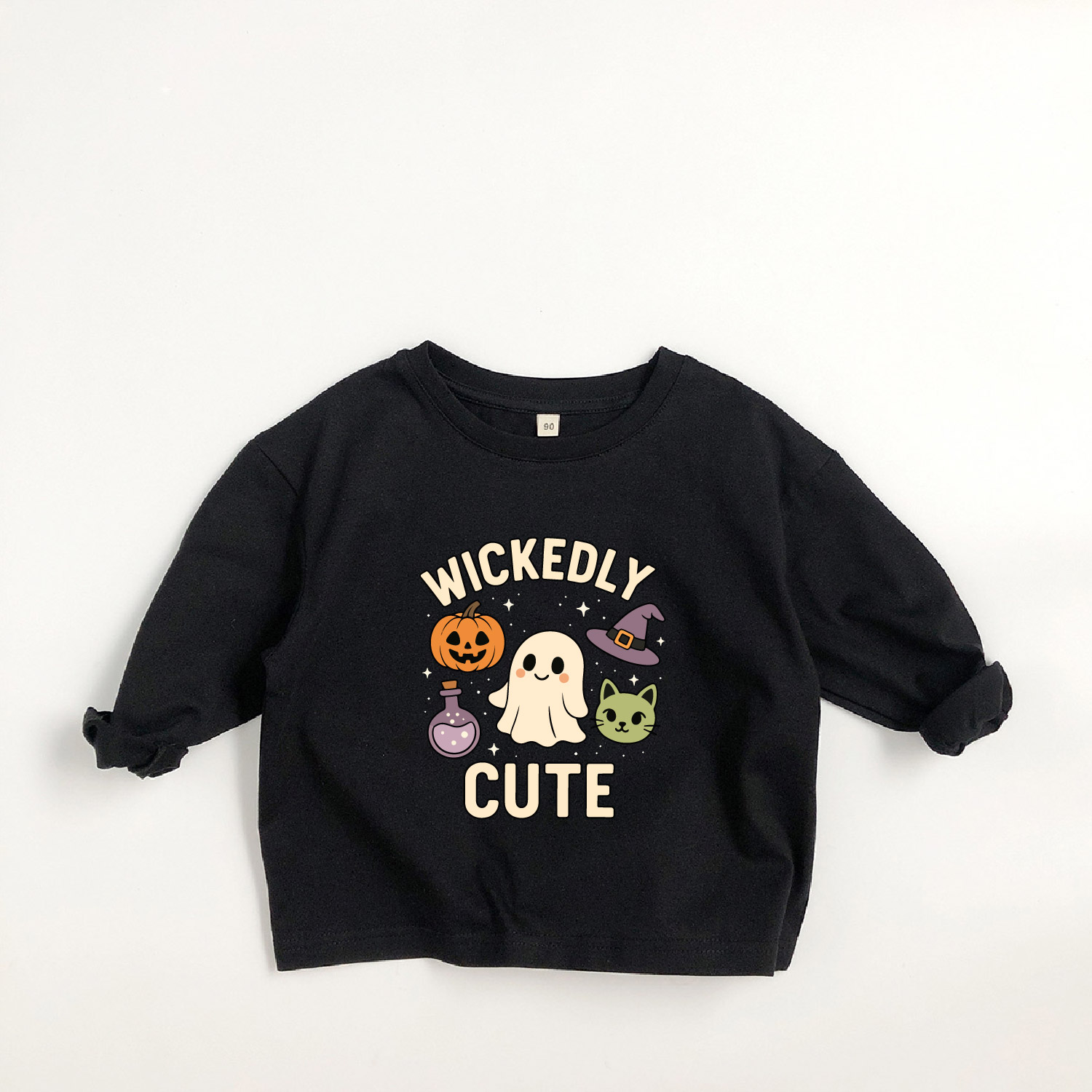 WICKEDLY CUTE Kids Ghost Pumpkin Long-Sleeve T-shirt