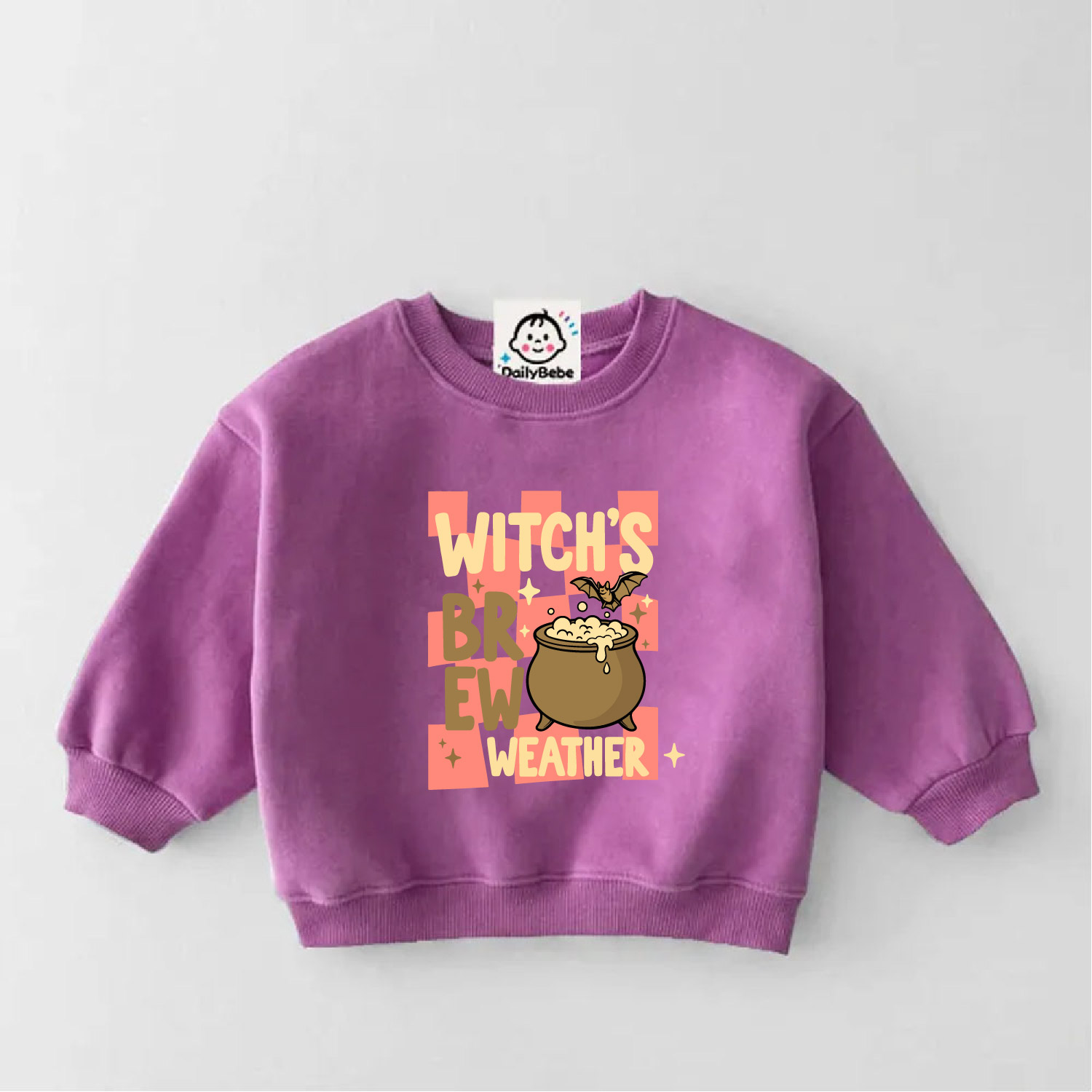 WITCH'S RREW WEATHER Baby Toddler Plaid Bat Sweatshirt