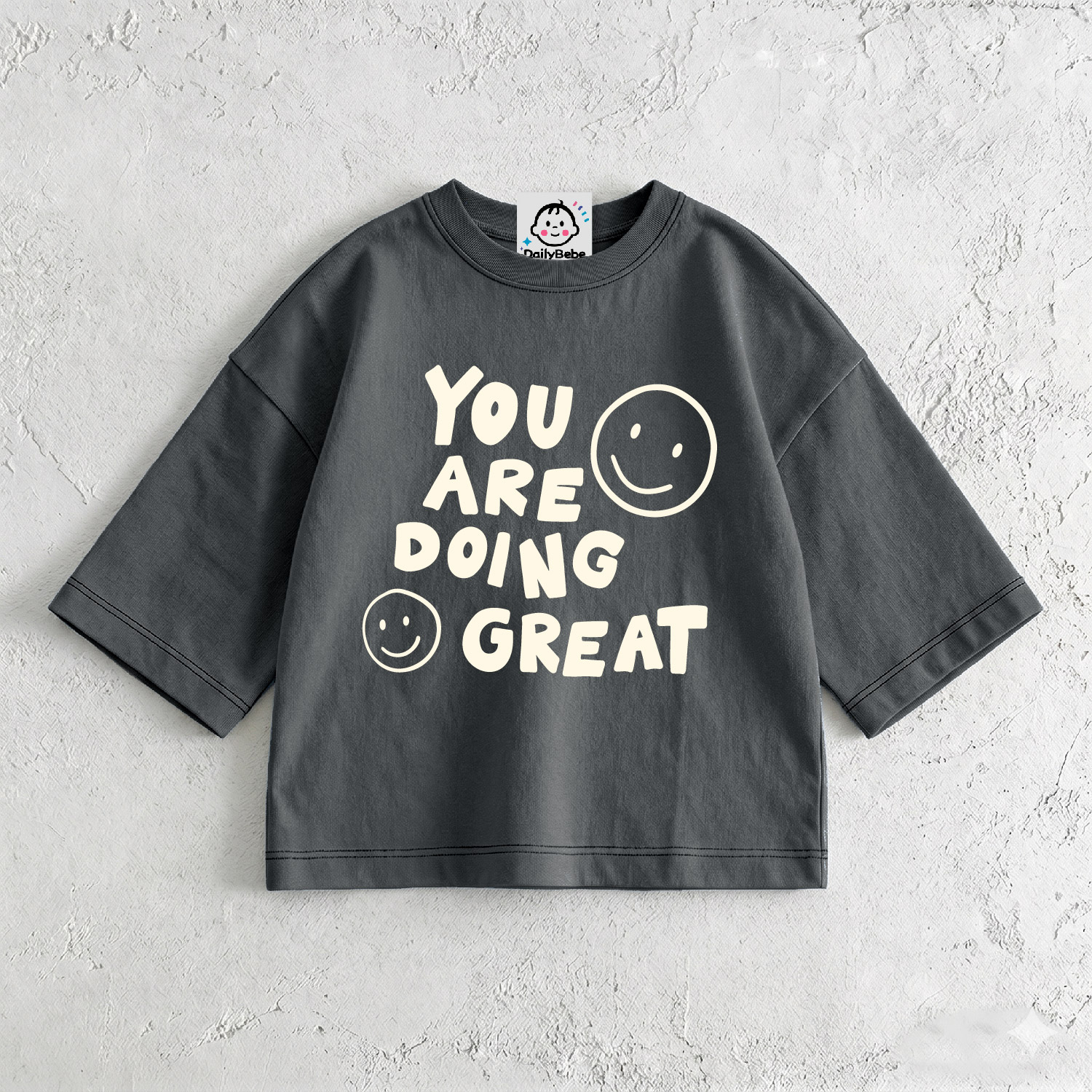 YOU ARE DOING GREAT Baby & Kids Smile face Grey T-Shirt (6M-12Y)