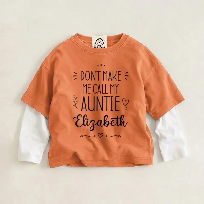 “DONT MAKE MECALL MY AUNTIE” Baby & Kids' “AUNTIE” Letter-Printed Two-Piece-Style T-Shirt