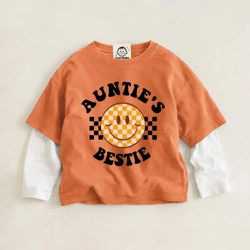 "AUNTIE'S BESTIE" Baby & Kids Smile-Print Two-Piece-Style” T-Shirt