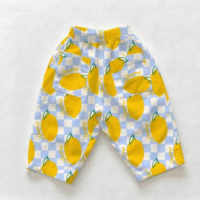 Baby & Toddler Checkered Lemon Print Casual Pants