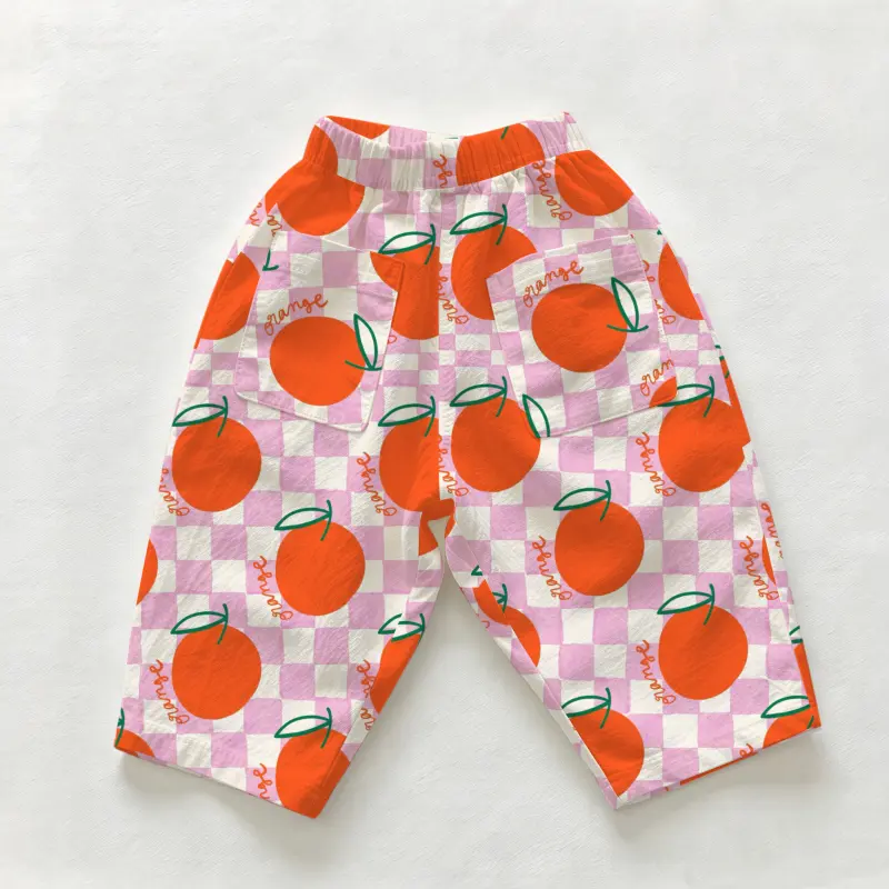 Baby & Toddler Orange Checkered Print Casual Pants