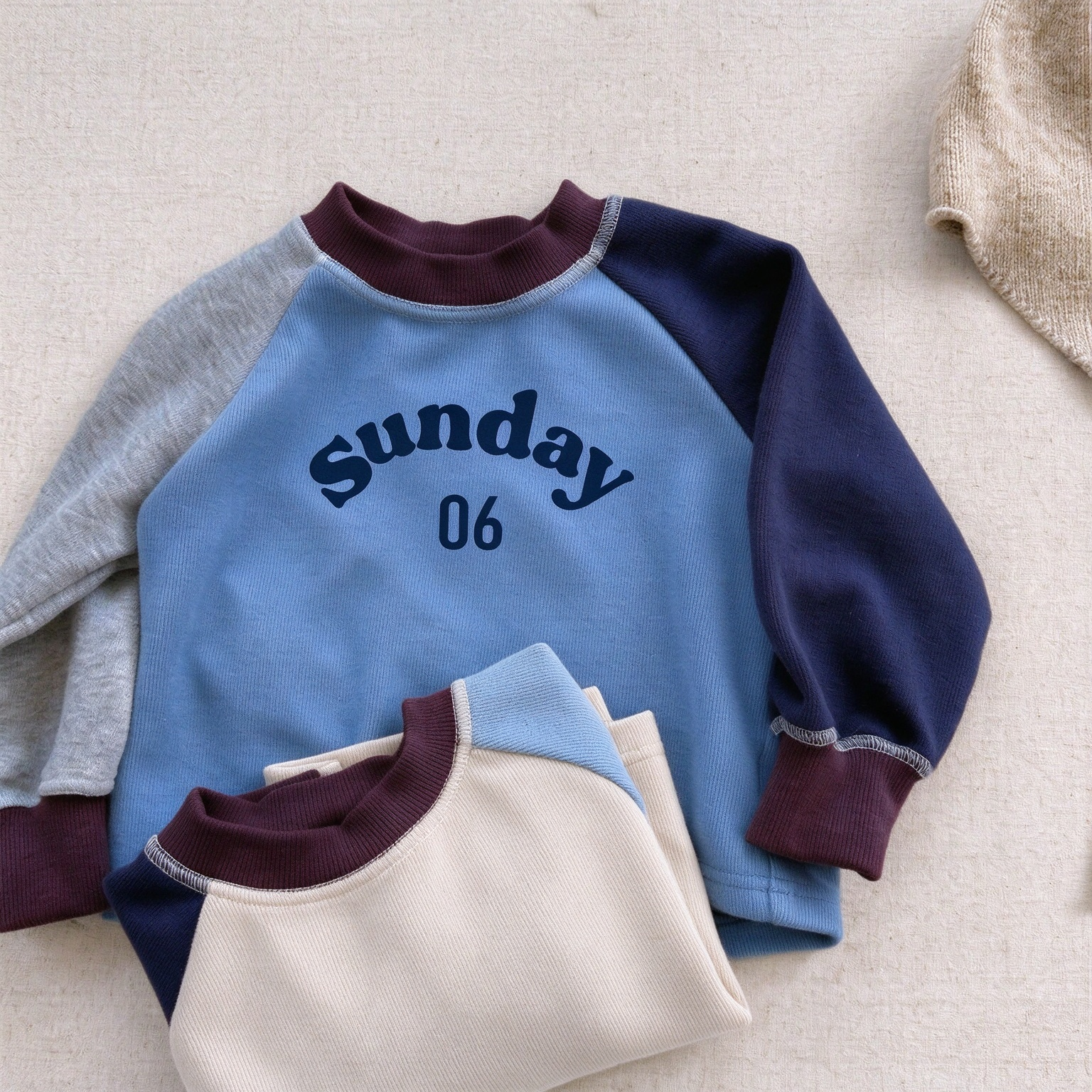 Kids Raglan Sleeve Color Blocking Stripe Sweatshirt