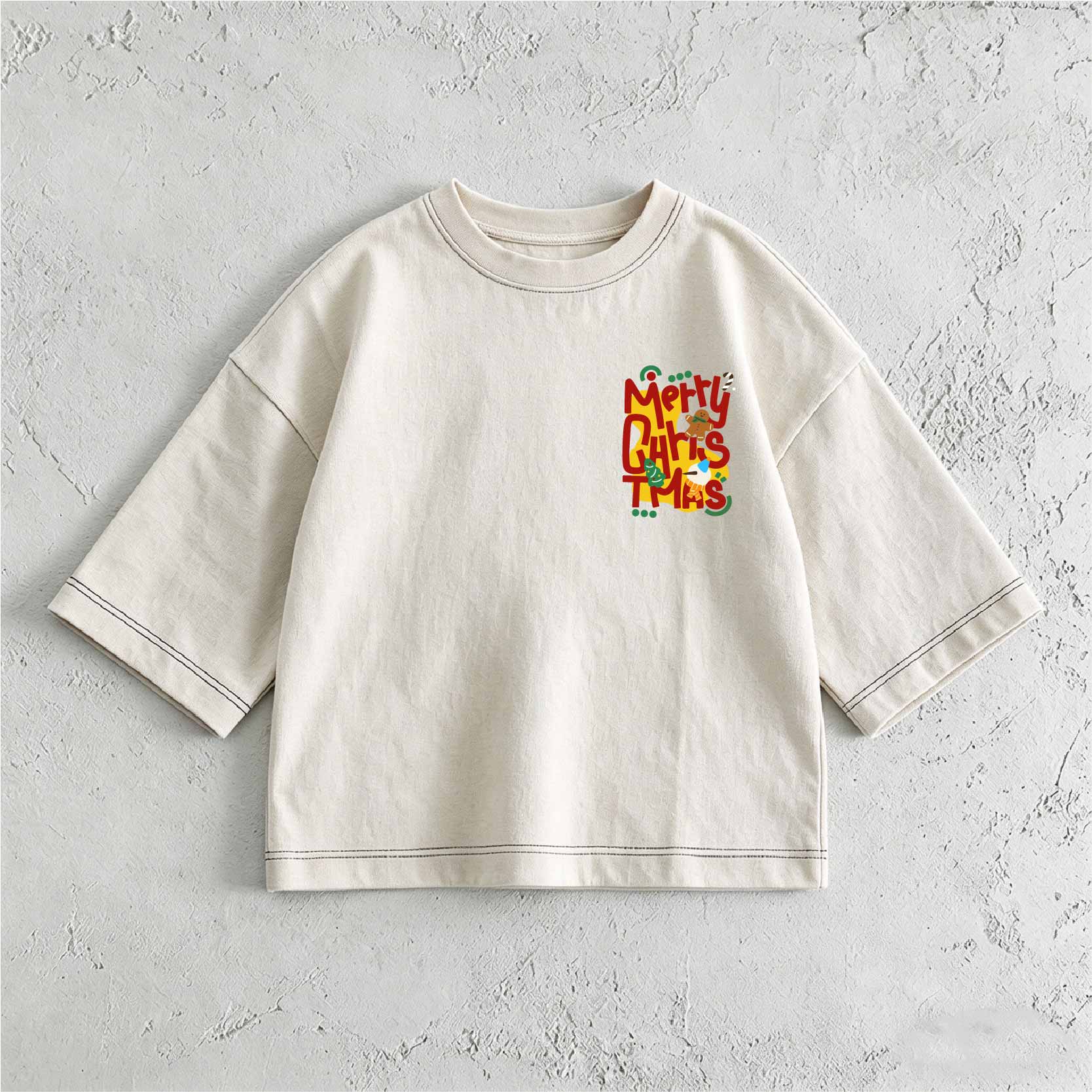 MERRY CHRISTMAS Snowman & Kids Print Front & Back T-Shirt 