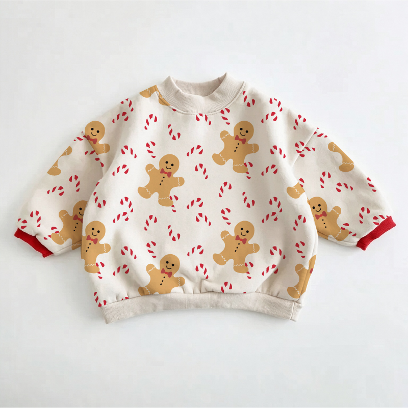 Baby & Toddler Gingerbread Man Candy Cane All Over Print Sweatshirt