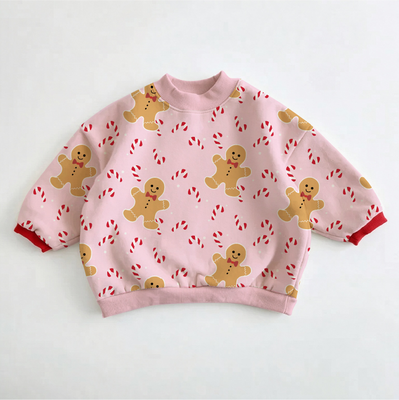 Baby & Toddler Gingerbread Man Candy Cane All Over Print Sweatshirt
