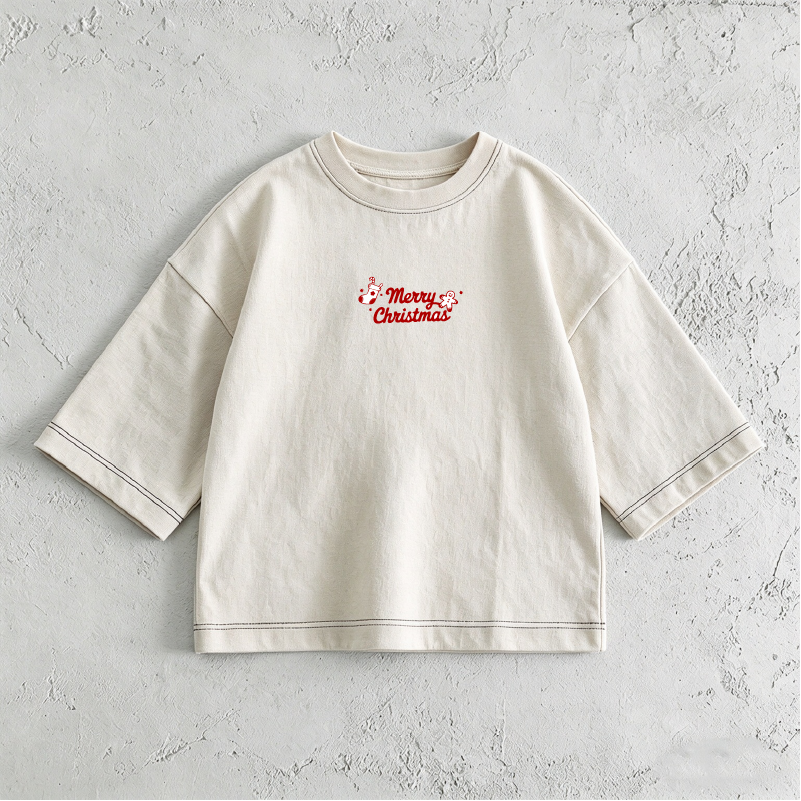 Merry Christmas & Kids Print Front & Back T-Shirt (6M-12Y)