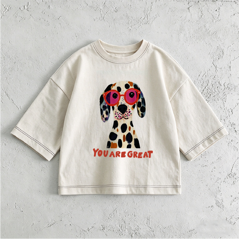 YOU ARE GREAT Baby & Kids Big cool dog Print T-Shirt (6M-12Y)