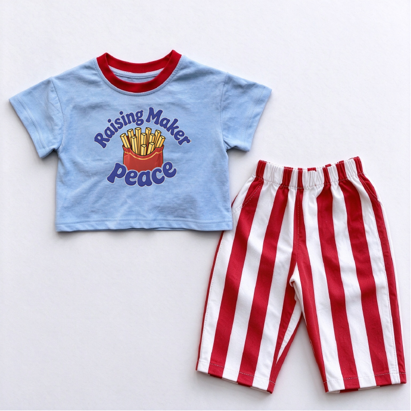 Raising Maker Peace Baby French Fries Print Toddler 2-Piece Set
