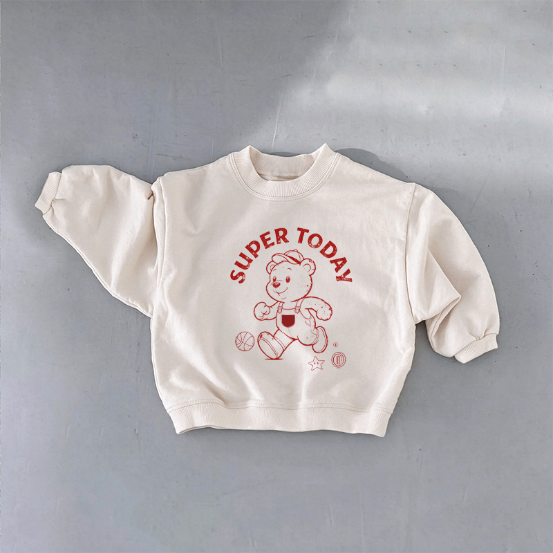 SUPER TODAY Baby & Kids Bear Basketball Print Sweatshirt