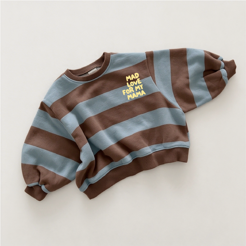Mad Love For My Mama Baby & Kids Slogan Stripe Sweatshirt