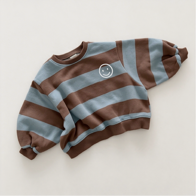 Baby & Kids Smile Face Print Stripe Sweatshirt