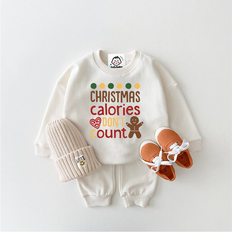 Baby & Kids Christmas Calories Don't Count Print Sweatshirt 2-Piece Set