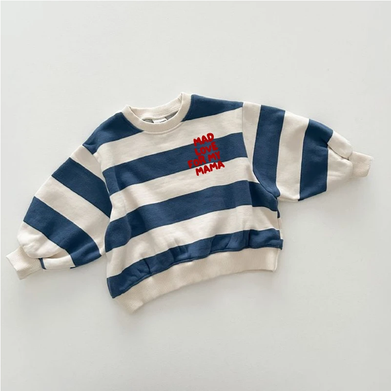 Mad Love For My Mama Baby & Kids Slogan Stripe Sweatshirt
