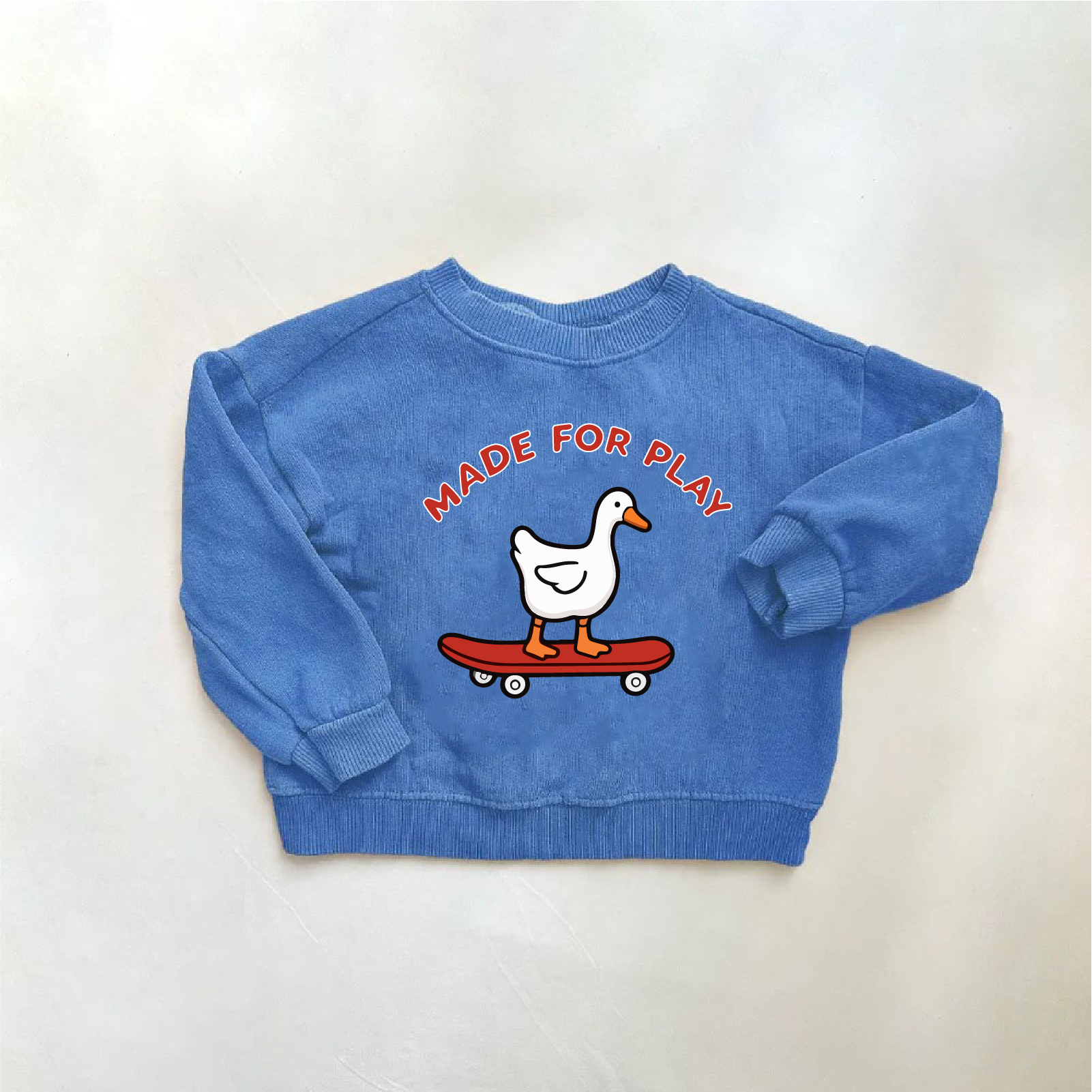 MADE FOR PLAY Baby & Kids Cartoon Duck Skateboard print Blue Sweatshirt 
