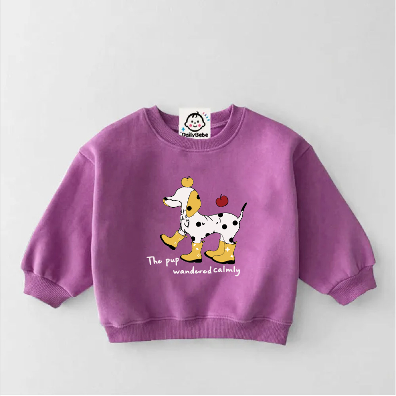 The pup wandered calmly Baby Toddler Dog Print Sweatshirt 