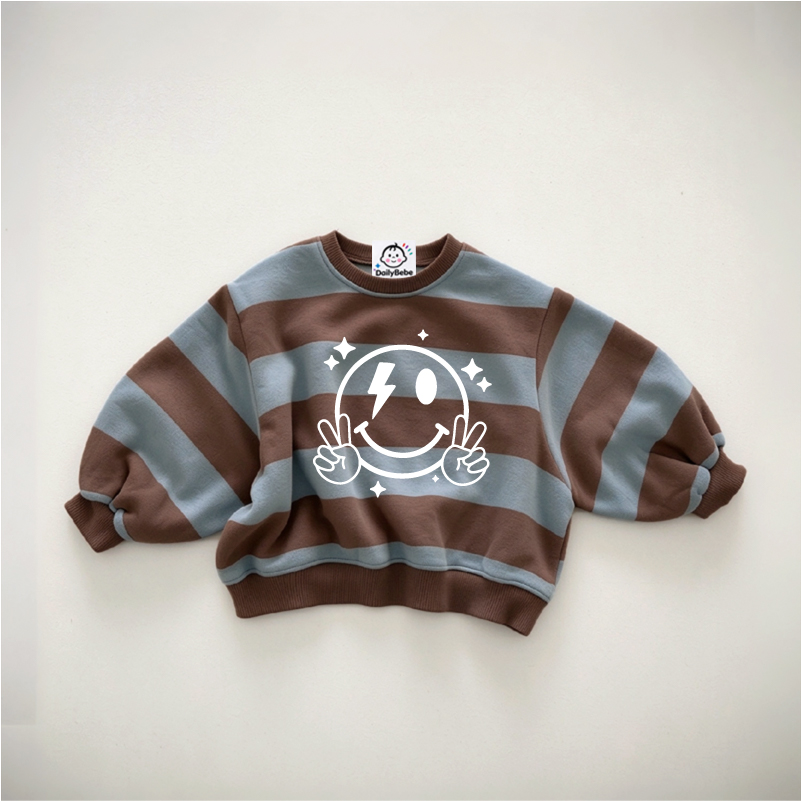 Baby & Kids Smile Face Print Striped Sweatshirt 