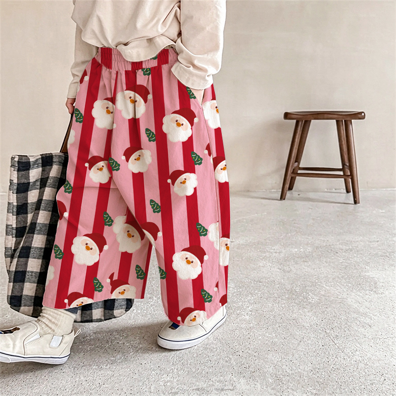 Baby & Kids Striped Christmas Santa Print Pants