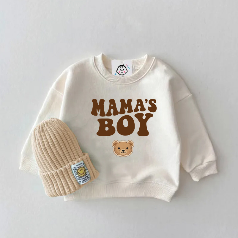 DailyBebe Baby Mama's Boy Cute Bear Slogan White Sweatshirt