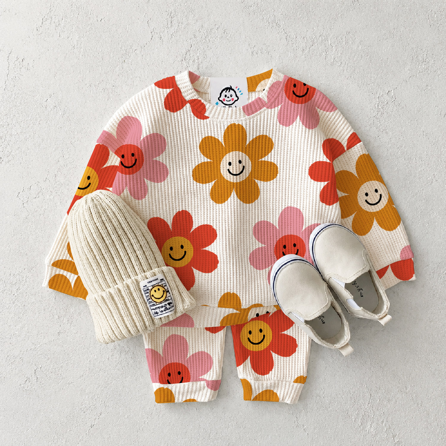 Baby Toddler Colorful Sunflowers Waffle 2-Piece Set