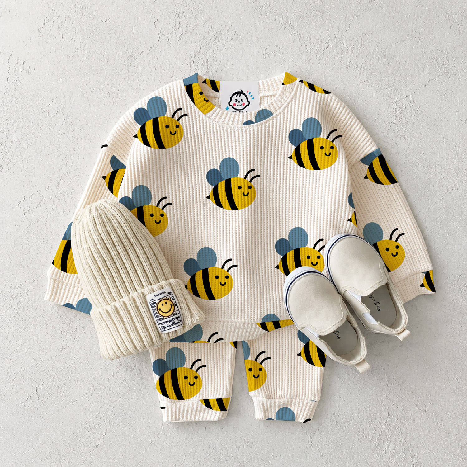 Baby Toddler Bee Waffle 2-Piece Set