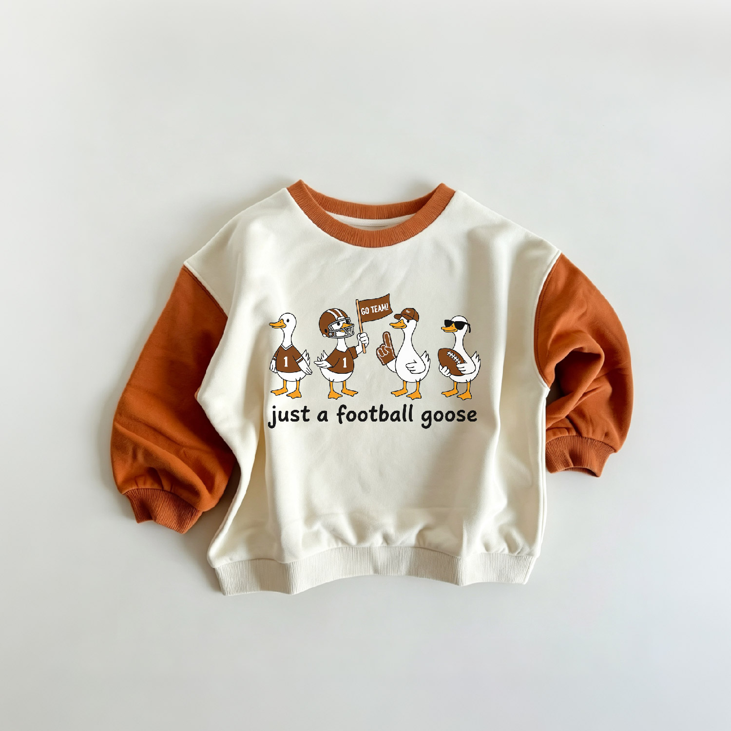 JUST A FOOTBALL GOOSE Baby & Kids Color Blocking ​​Sleeves Sweatshirt