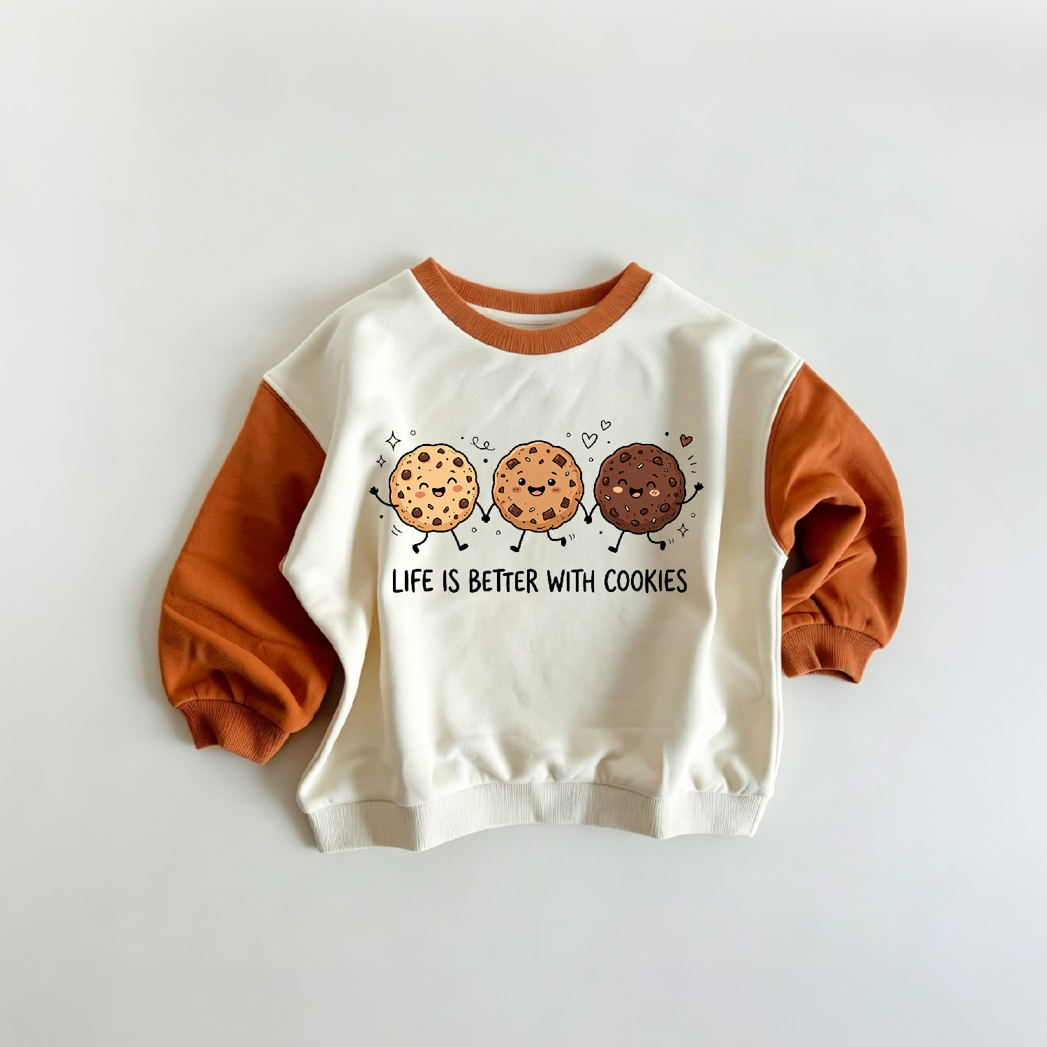 LIFE IS BETTER WITH COOKIES Baby & Kids Color Blocking ​​Sleeves Sweatshirt
