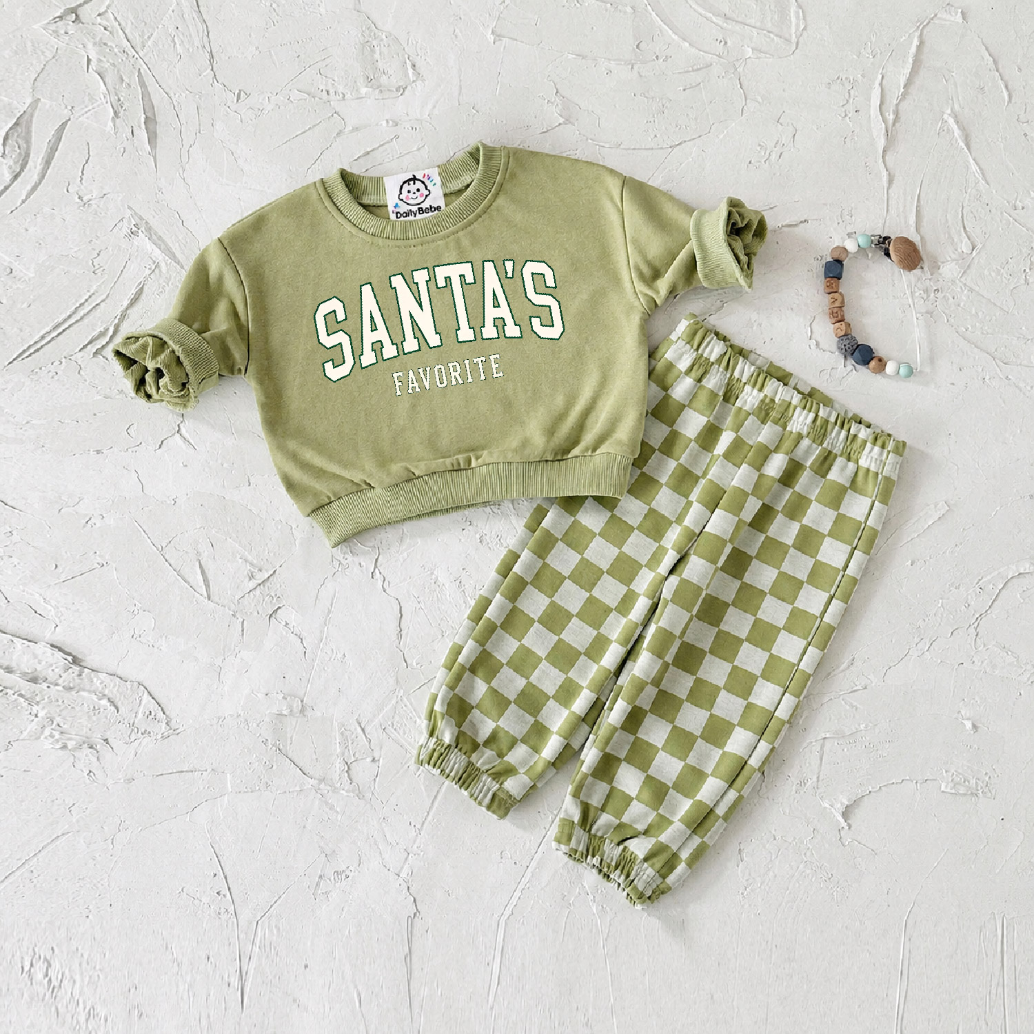 DailyBebe SANTA'S FAVORITE Baby Checkerboard 2-Piece Set