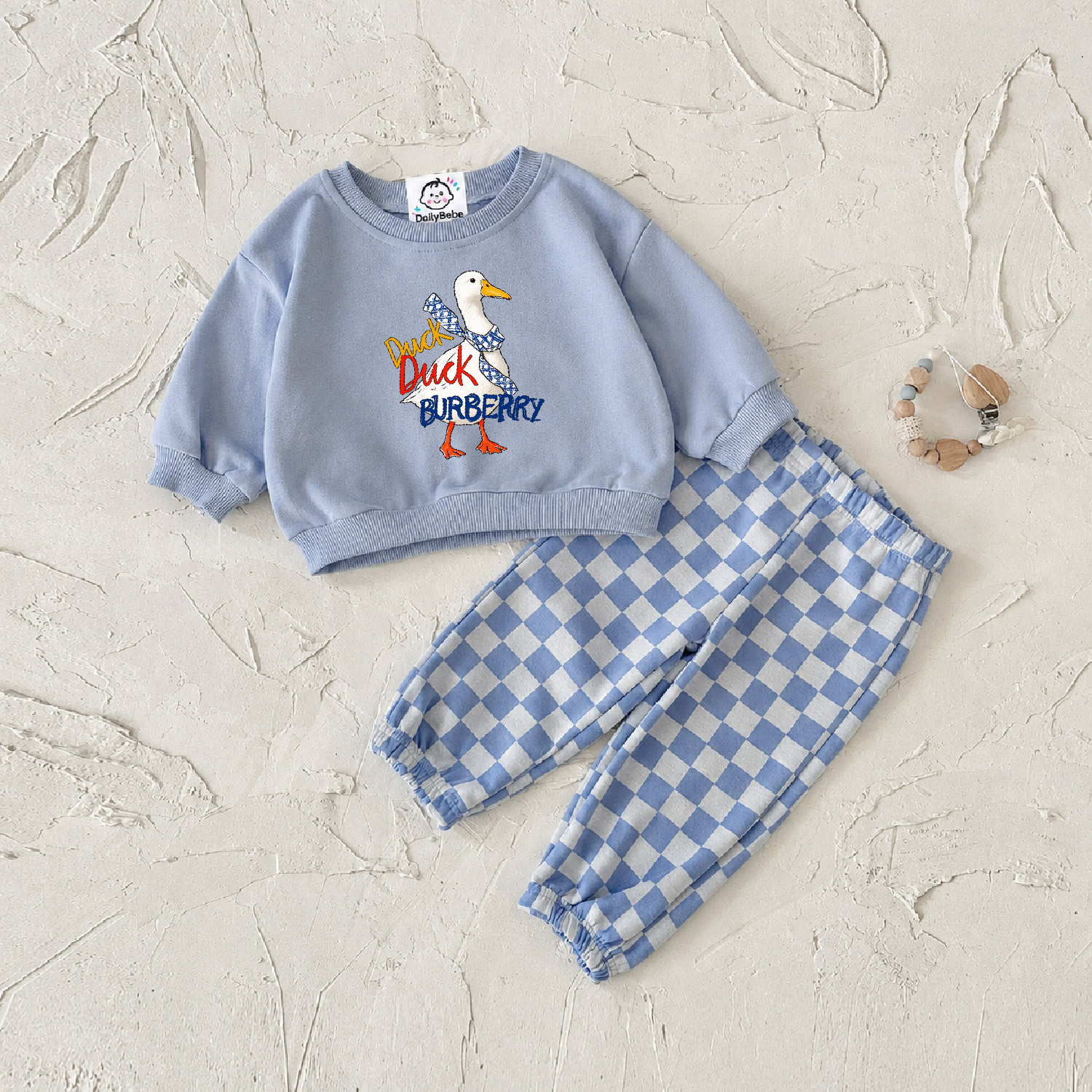 DailyBebe DUCK DUCK BURBERRY Baby Checkerboard 2-Piece Set