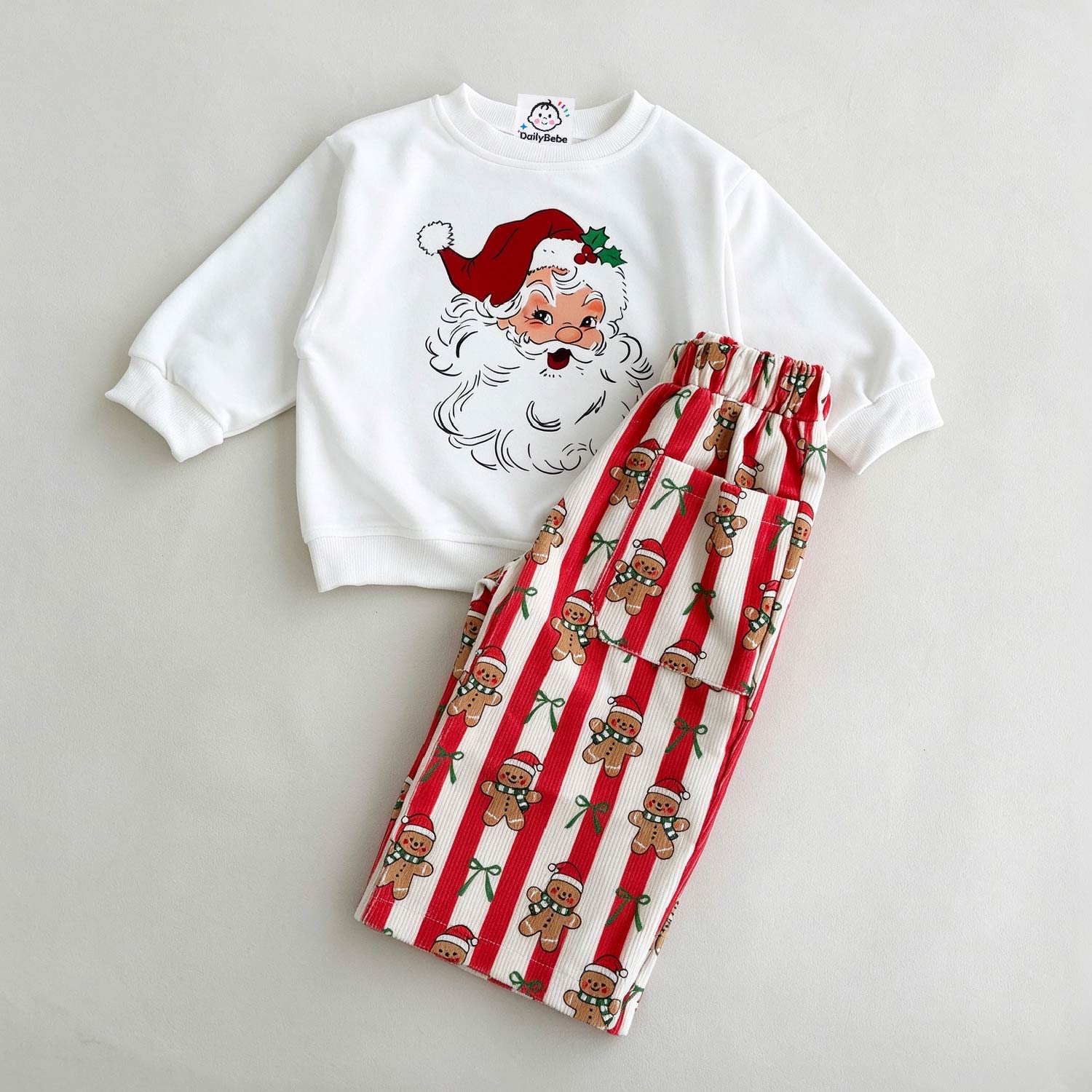 DailyBebe Baby & Kids Stripe Gingerbread Man 2-Piece Set
