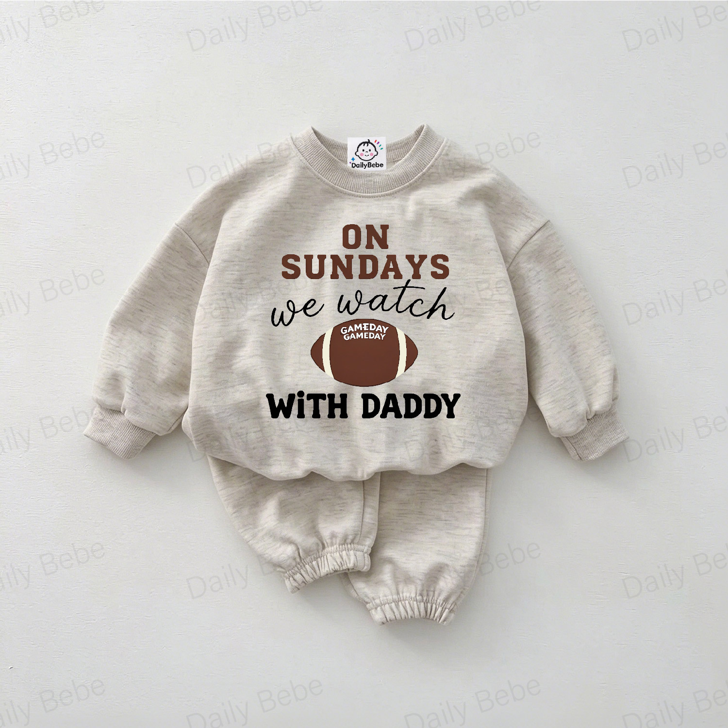 DailyBebe ON SUNDAYS WE WATCH WITH DADDY Baby Toddler Football 2-Piece Set
