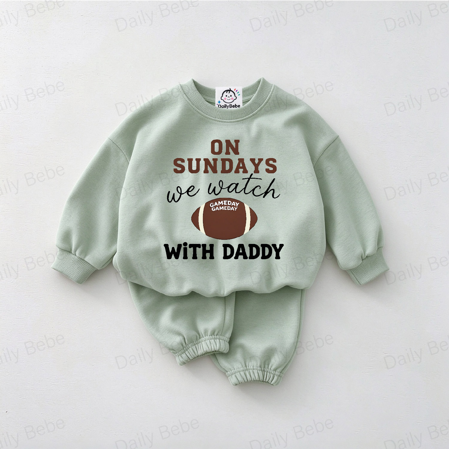 DailyBebe ON SUNDAYS WE WATCH WITH DADDY Baby Toddler Football 2-Piece Set
