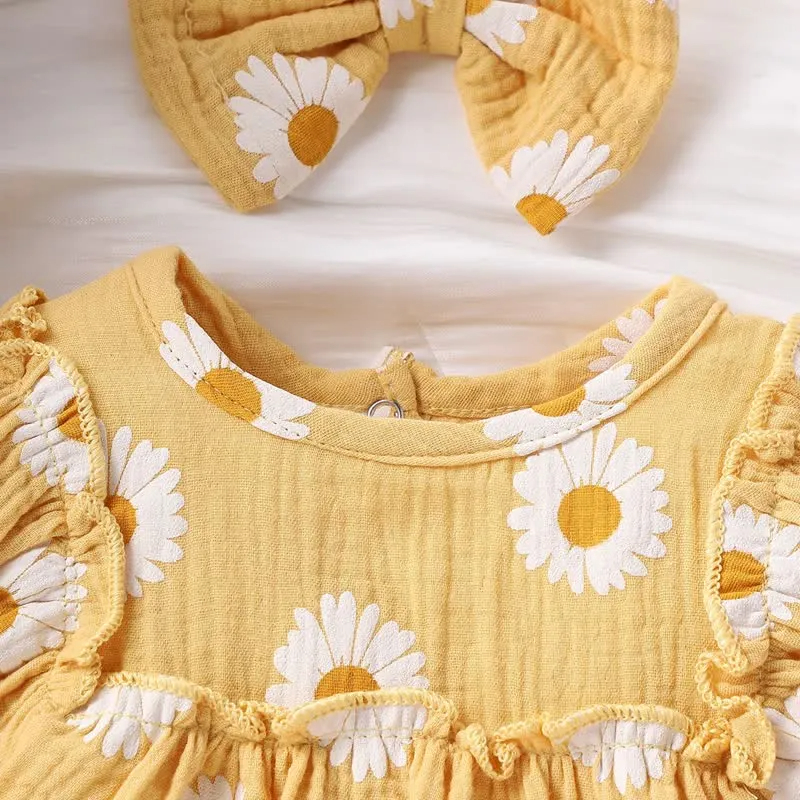 Baby Daisy Pastoral Bodysuit with Headband