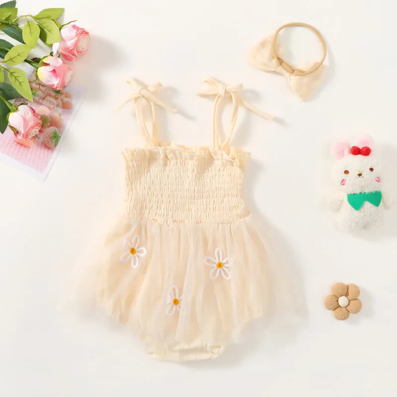 ONE Baby Flower Strap Bodysuit with Headband
