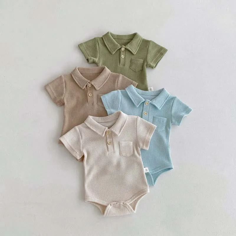 Baby Waffle Pocket Solid Color Bodysuit