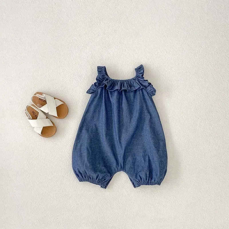 Baby Solid Color Stringy Selvedge Overalls
