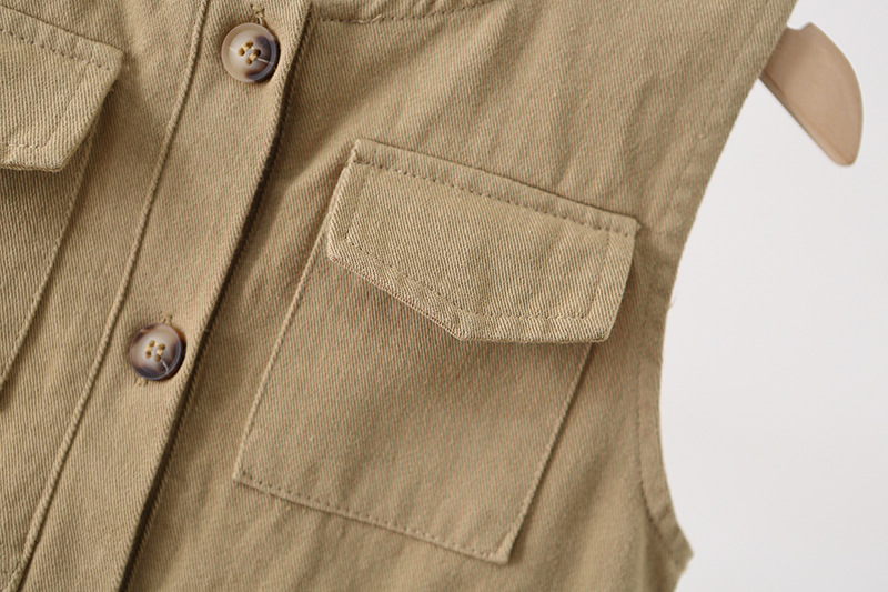 Toddler Solid Color Khaki Worker Overalls