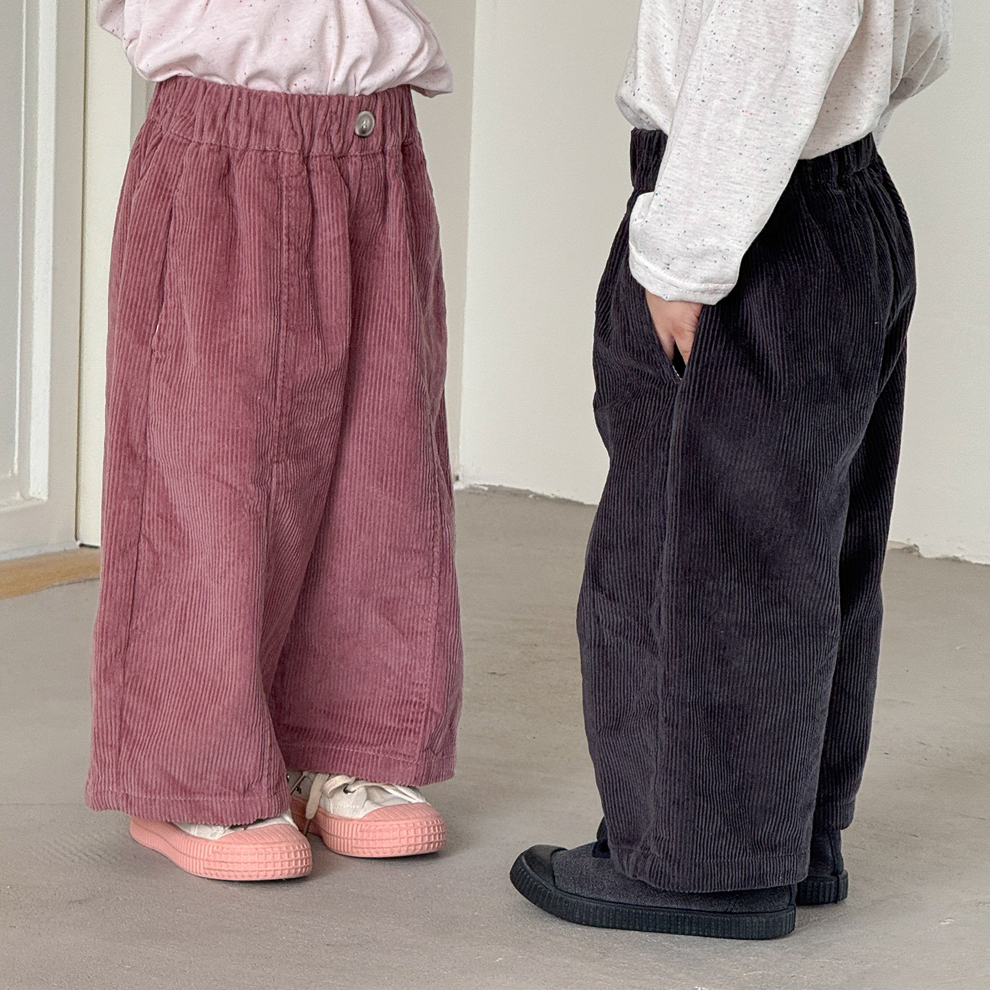 Kids Solid Color Corduroy Pants