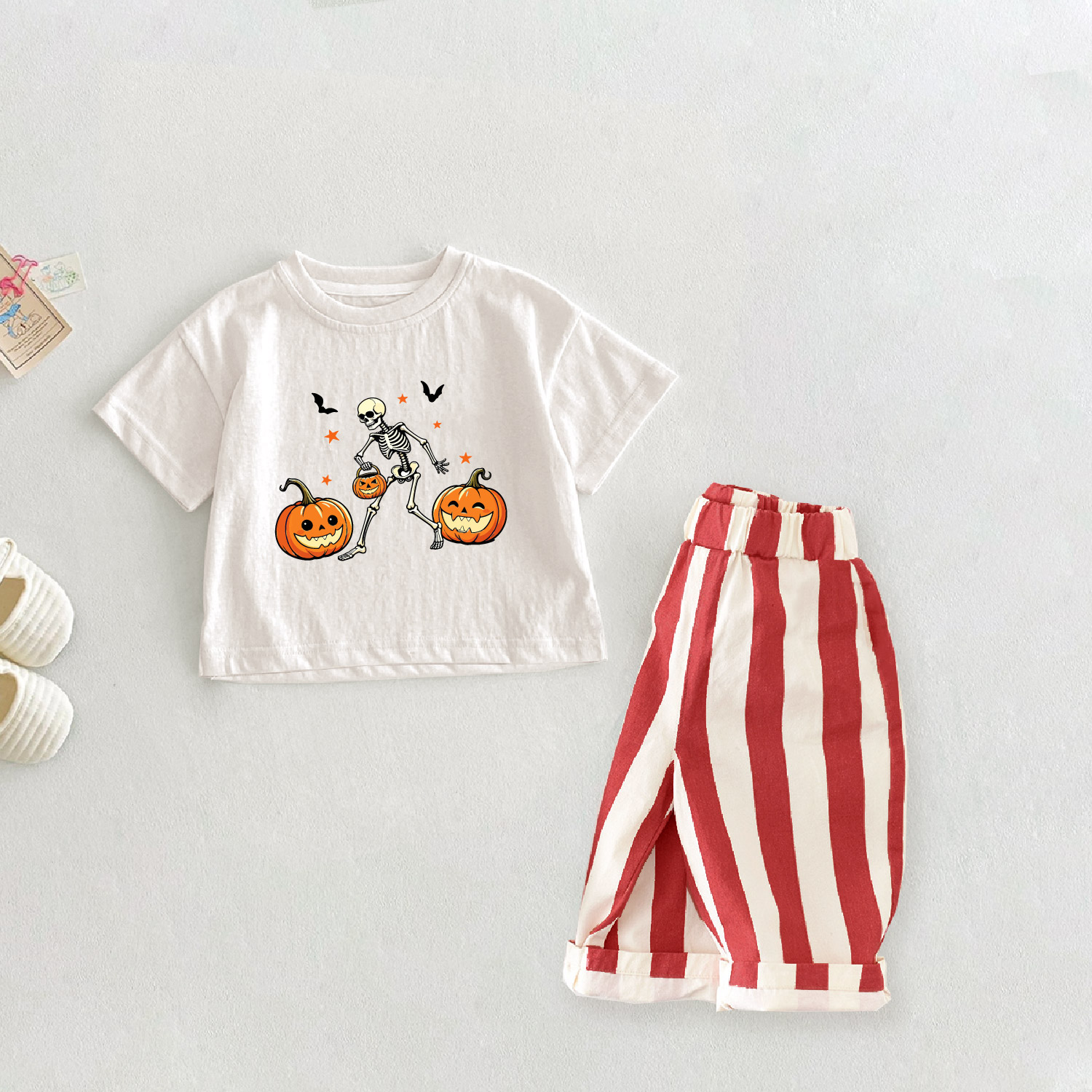 Baby Toddler Skull Pumpkin Bat 2-Piece Set