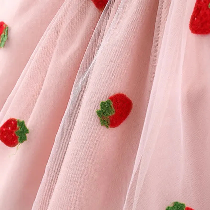 Baby Denim Bow Strawberry Tulle Dress