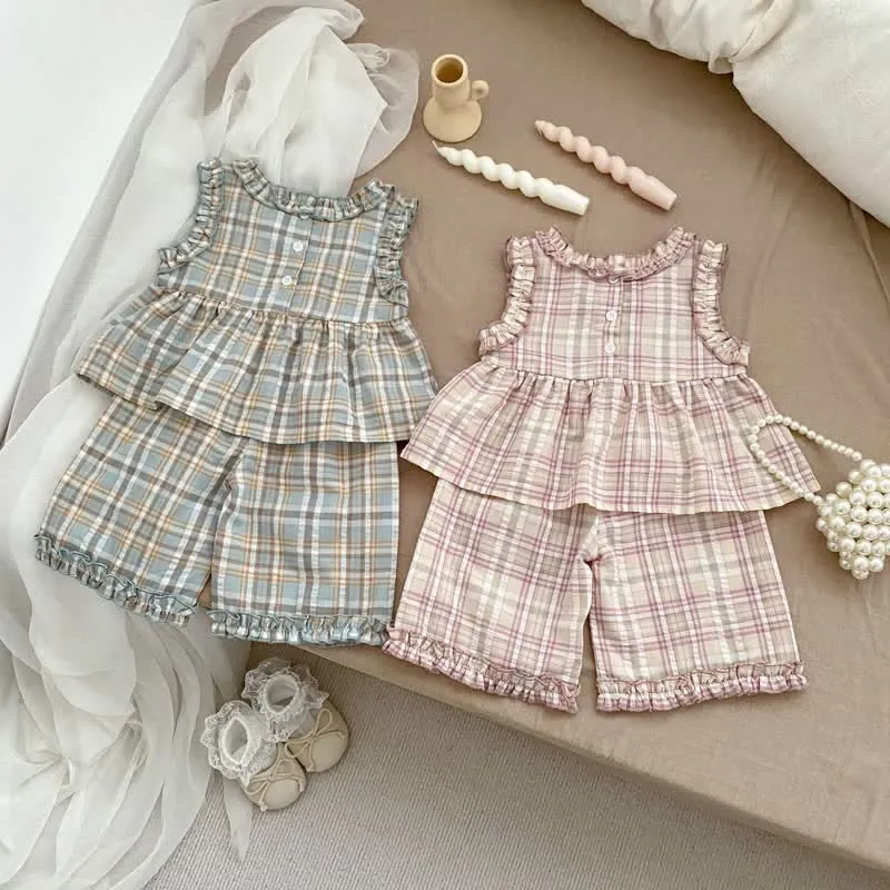 Baby Toddler 2-Piece Plaid Sleeveless Set