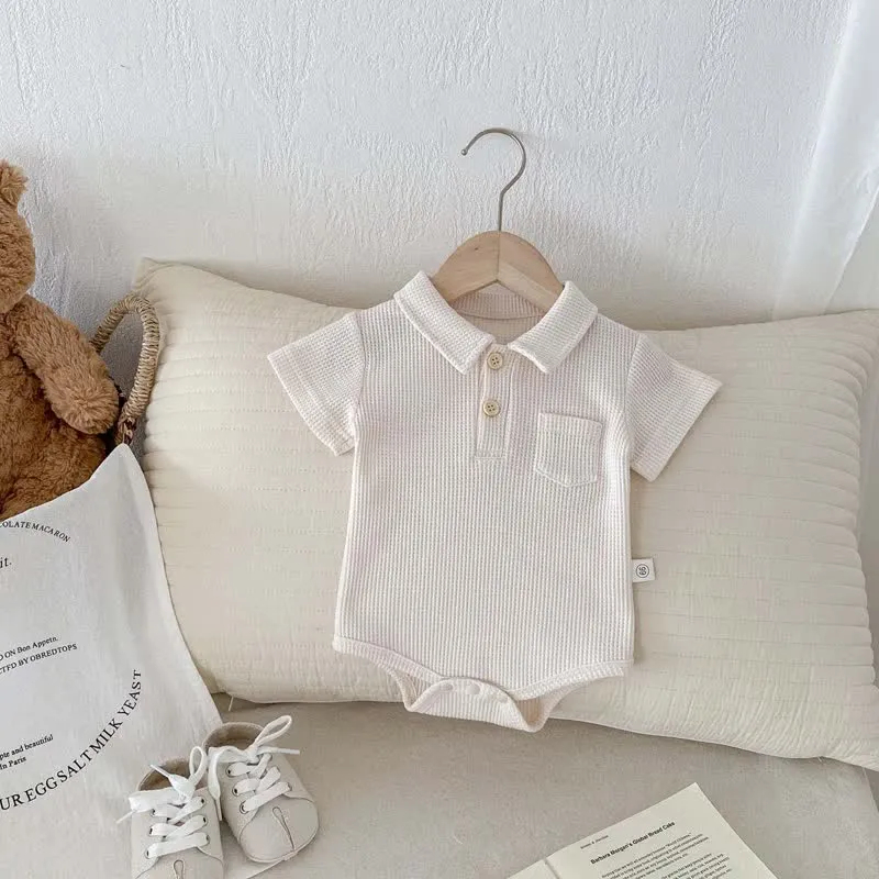 Baby Waffle Pocket Solid Color Bodysuit